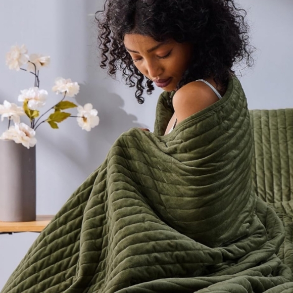 Queen Size Army Green Striped Velvet Quilted Coverlet Bedspread Shams Quilt Set - Picture 11 of 14